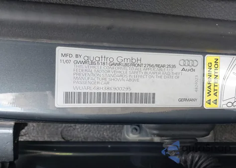 2008 Audi S4 4.2 z USA, uszkodzony, nr VIN WUARL48H38K900295